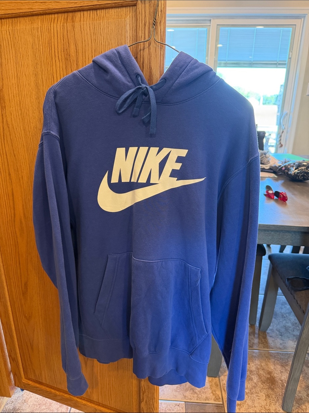 Nike Royal Blue Crewneck Hoodie with White Swoosh